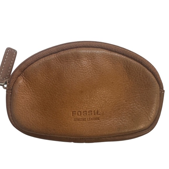 Fossil Tan Leather Coin Change Purse Wallet Pouch - Picture 2 of 5